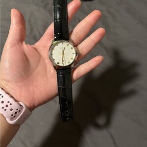 Black Leather Strap Watch